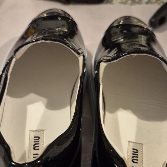 Miu Miu Metallic Cap Toe Patent Platform slip on Sneakers Black 37.5 7.5 Womens - Picture 11 of 14